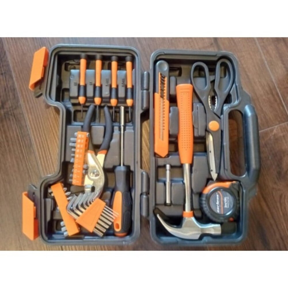39 Piece Tool Set General Household Hand Tool Kit with Plastic Toolbox Storage